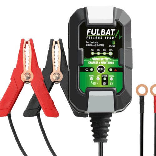 Fulbat Fulload 1000 Battery Charger & Maintenance Charger – 6V/12V 1A (Lead-Acid & Lithium)