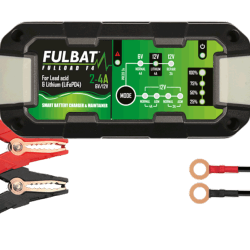 Fulbat Fulload F4 Battery Charger & Maintenance Charger – 6V/12V 2A/4A (Lead-Acid & Lithium)