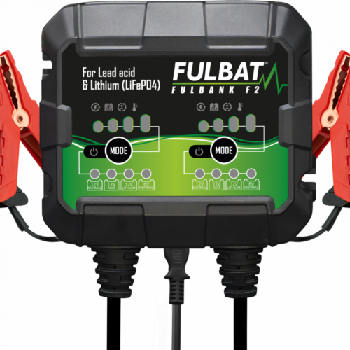 Fulbat Fulbank F2 Dual Battery Charger & Maintenance Charger – 6V/12V 2x2A (Lead-Acid & Lithium)